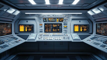 Obraz premium Spaceship Control Room 4K no people 