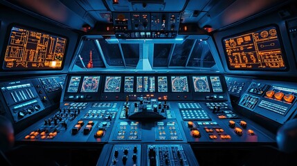 Spaceship Control Room 4K no people 