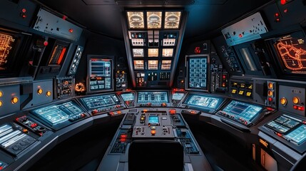 Spaceship Control Room 4K no people 