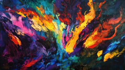 Neon fire with vivid hues and dynamic elements, capturing movement and texture