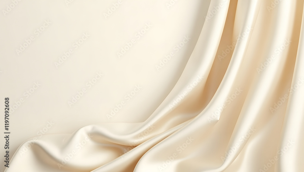 Poster elegant draped silk fabric creating smooth flowing curves with soft color texture