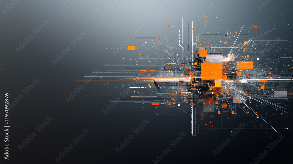 Poster dynamic digital art explosion abstract visualization modern technology high-tech environment creativ
