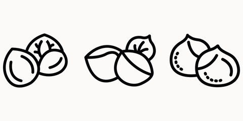 chestnut outline or line icon design bundle.