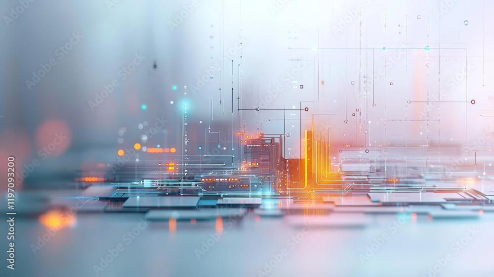 Poster dynamic technology visualization digital environment abstract graphic illustration futuristic concep