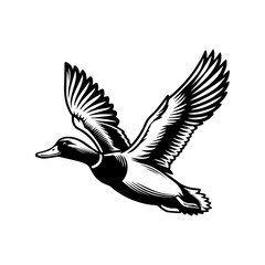 Duck flying black silhouette vector