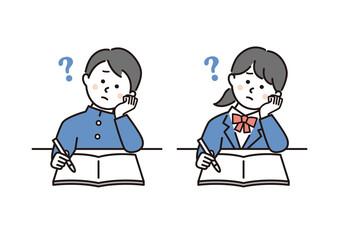 勉強で悩む学生の男女