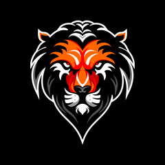 vector illustration logo and material design  lion with red white color with eye glare sports team branding merchandise and promotional materials. 
