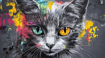 colorful cat graffiti style