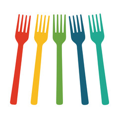 set of colorful forks