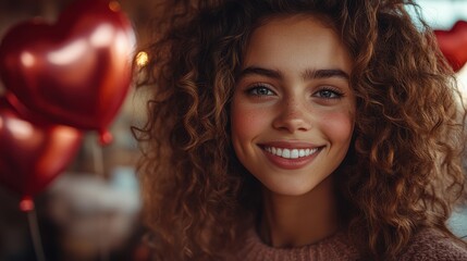 Fototapeta premium Young couple shares love and joy at home during Valentine's Day celebration