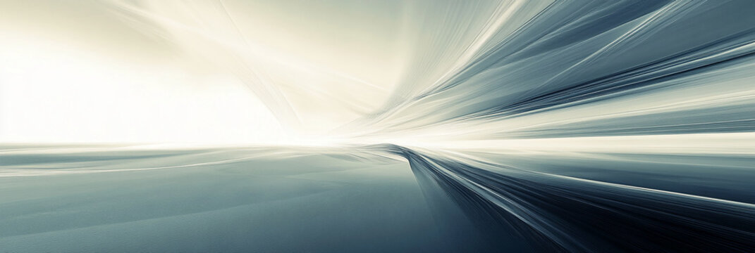Elegant abstract lightscape with soft blue and white tones and dynamic flow