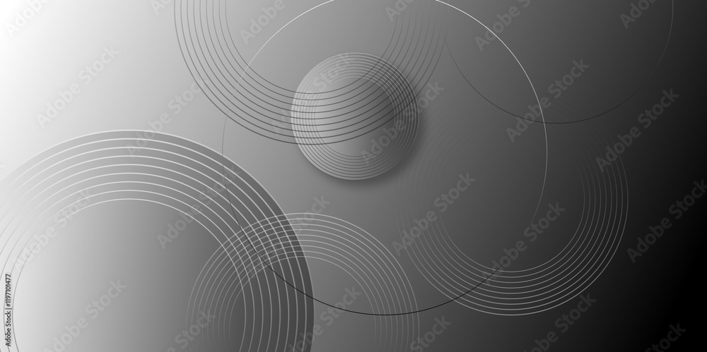 Aufkleber Abstract grey background with gradient circle ring. Spiral sound wave rhythm line dynamic shape.  abstract background, Vector illustration design for presentation, banner, cover, poster, texture Etc.	