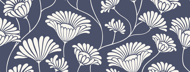 Abstract floral seamless pattern with dotted style. flower pattern background. © andin