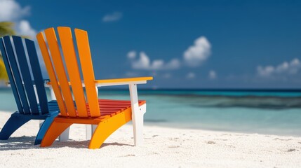 Chairs waiting for relaxation on a stunning Maldives beach getaway