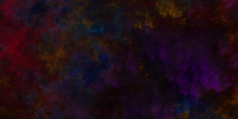 Abstract orange and blue fantasy watercolor background. Freeze motion of multicolor fire particles splashing. Dark horror scary background  grunge texture concrete. Colorful smoke close-up vector.
