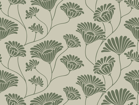 Fototapeta Abstract floral seamless pattern with dotted style. flower pattern background.