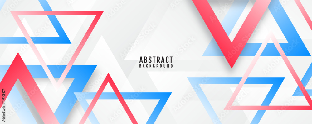 Poster 3d white abstract background overlap layer on bright space with blue red triangles effect decoration