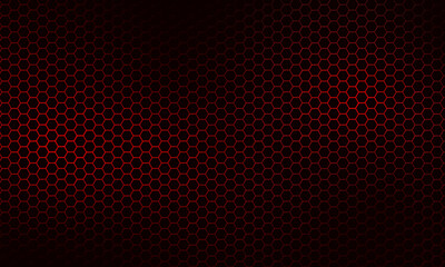 Abstract modern dark background red neon hexagons texture, honeycomb gradient colors, vector template backdrop banner.