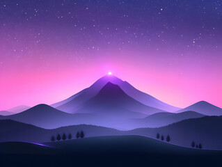 Purple Mountain Sunrise Illustration