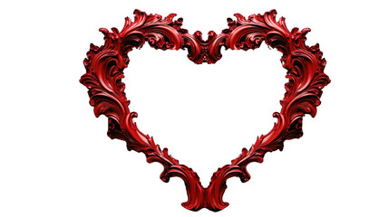 A red heart frame with a white background