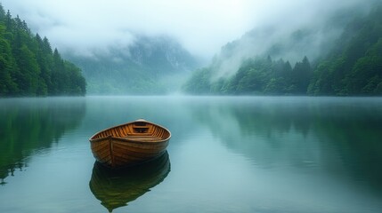 Enchanted mist envelops the tranquil waters of Lake Bled