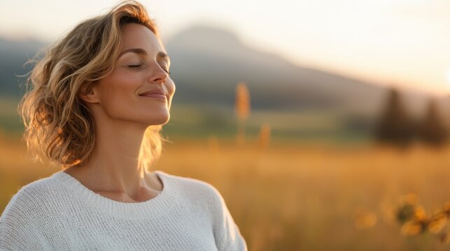 Embracing tranquility during prenatal yoga in a serene landscape