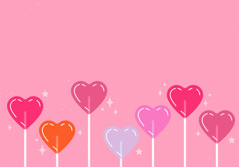 Heart lollipop. Romantic love sugar caramel symbol. candy heart shape. Valentine day celebration. Cute love drawings. Strawberry flavoured candies. 14 February greetings. Lollipop candies