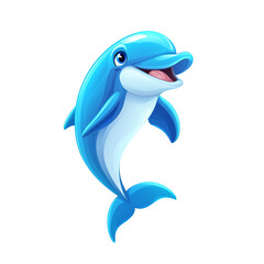 Obraz premium A cheerful and playful dolphin illustration showcasing its vibrant blue color and friendly smile, perfect for children's projects.
