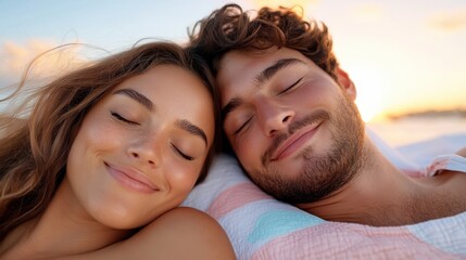 Obraz premium Embracing warmth and joy in a cozy bedroom at sunset