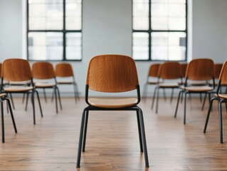 Empty chair standing out in a conference room