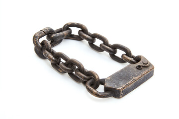 Obraz premium A close-up of a heavy metal chain and padlock, symbolizing strength, security, and protection in various industrial applications.