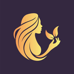 beauty and spa golden color logo
