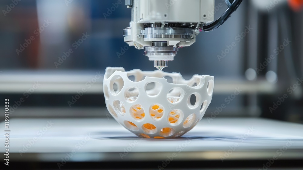 Poster 3d printing in progress, with a quality control specialist overseeing the manufacturing process, emp