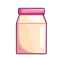 A colorful cartoon illustration of a milk bottle with a pink lid, perfect for food-themed designs and creative projects.