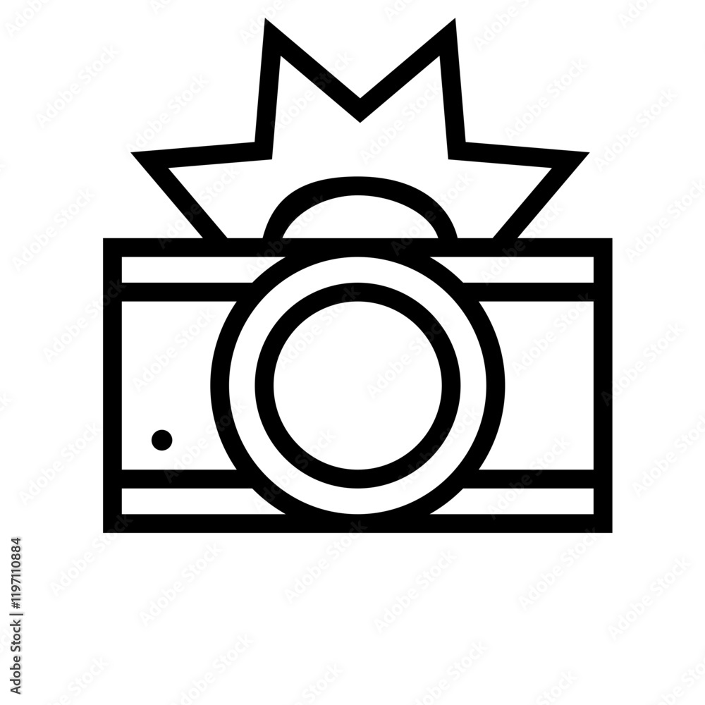 Poster camera flash vector icon. simple and clean design, perfect for photography or technology related pro