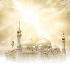 Obraz premium Golden Mosque Illustration, Divine Light