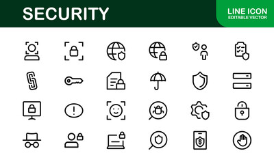 Premium Security Icons. Clean and Editable Vectors for Surveillance, Protection, Alarm Systems, and Cybersecurity Projects.