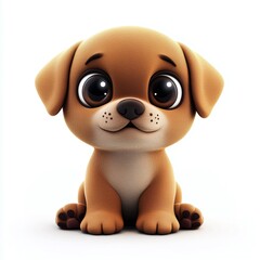 Fototapeta premium Cute puppy dog character isolated on white background.