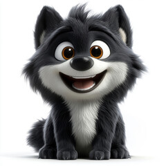 Obraz premium Cute Cartoon Werewolf Character With a Big Smile on White Background