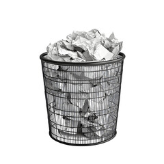 Create a Transparent Background: Trash Can Filled with Crumpled Paper