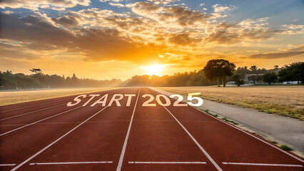 Fototapeta premium sunset on running track