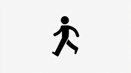 Black and white icon depicting a walking figure representing a shocking trespasser in an abstract, minimalist style suitable for various applications and contexts