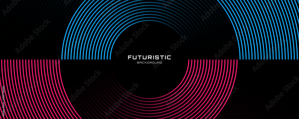 Poster 3d red blue lines techno abstract background overlap layer on dark space with circles effect decorat