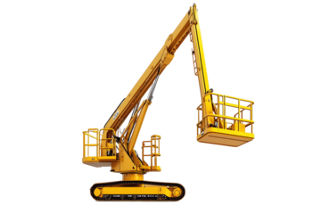 Tracked Aerial Lift Extends High, Reaching  New Heights with Transparent Background