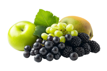 Green Apple, Grapes & Blackberries: Transparent Background Kaos Design