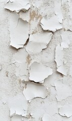 Fototapeta premium White paint peeling off of a textured wall surface, showing signs of age and weathering effect
