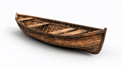 Antique wooden rowboat isolated on white. (1)