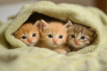 Feline fashion: kittens in a blanket 
