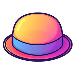 Fototapeta premium A vibrant, colorful bowler hat with a glossy finish, perfect for fashion and accessory-themed projects.