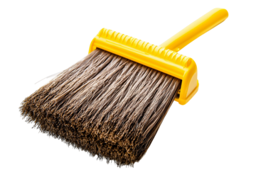 Sweep Clean with a Yellow Bristle Brush, Transparent Background